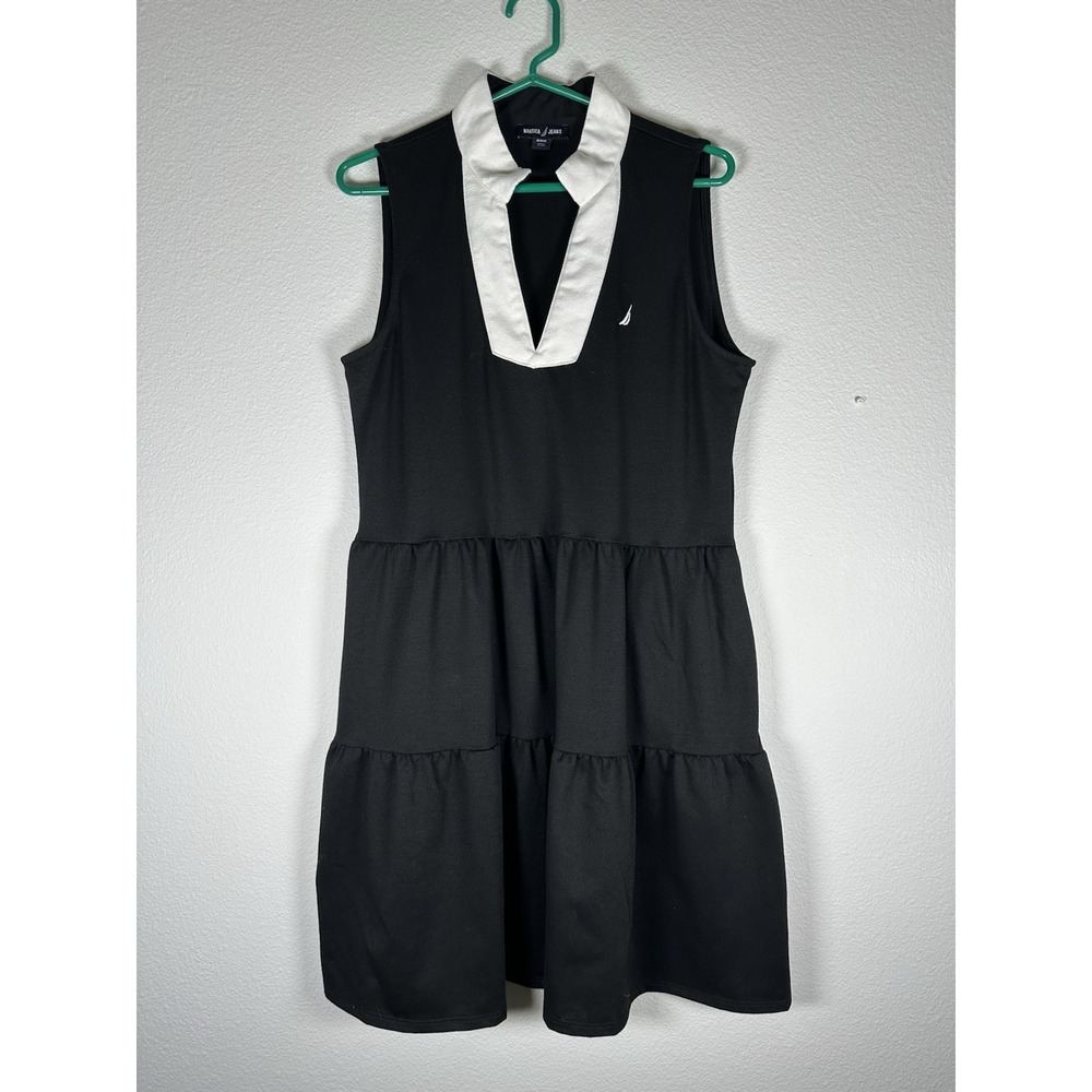 Nautica Jeans Women's Tiered Dress Black Size Medium